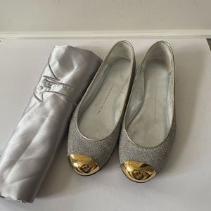 Giuseppe Zanotti Silver Glitter Flats